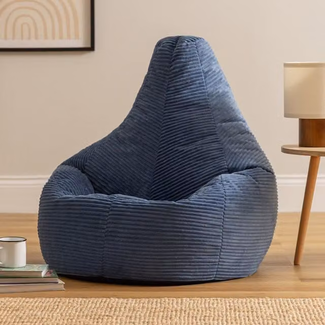 icon Dalton Corduroy Bean Bag with Polystyrene Filling, Blue