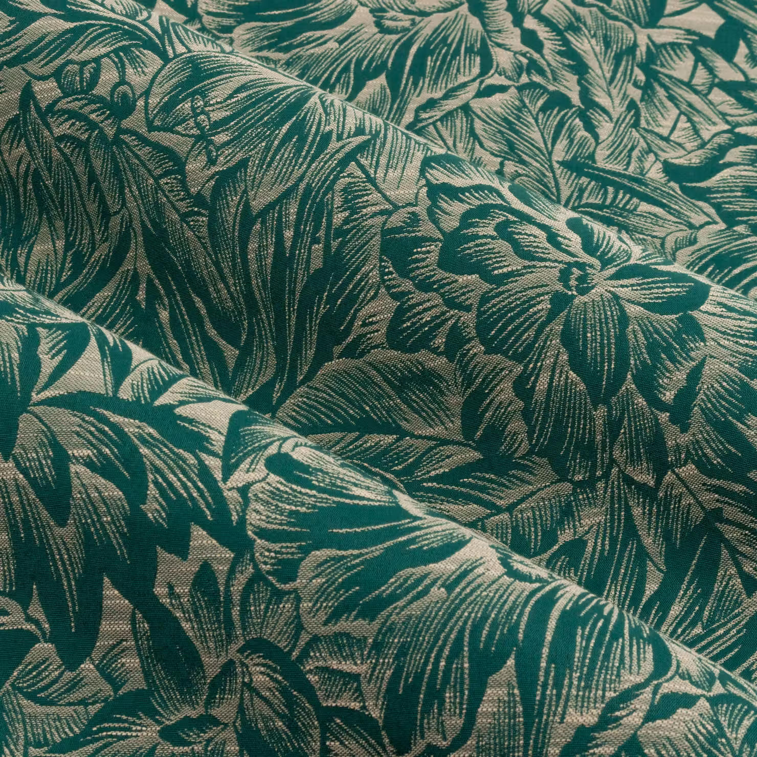 Wylder Nature Grantley Floral Jacquard Pencil Pleat Curtain Pair in Green, Width: 168 cm, Drop: 229 cm – 5