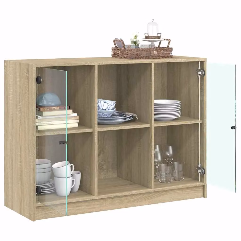 Berkfield Home Sonoma Oak Sideboard in Brown, W/D/H: 102 x 37 x 75.5 cm – 2