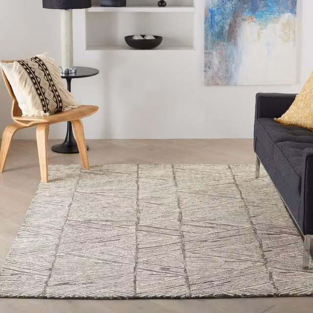 The Rug Shop UK Grey Wool Modern Geometric Abstract Rug, W: 240 cm, D: 300 cm – 1