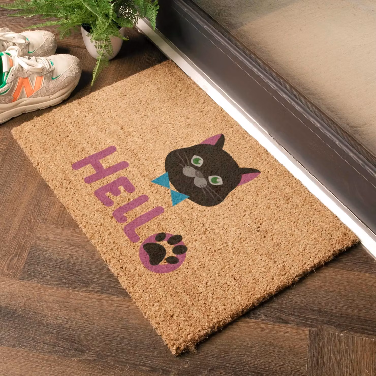 Artsy Mats Cat Hello Doormat in Brown, W/D/H: 60 x 40 cm – 2