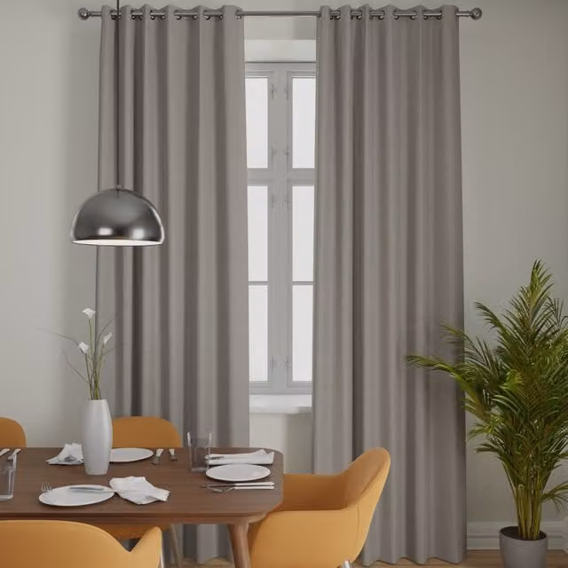 Terrys Texas Made to Measure Blackout Fabric Panel Curtain in Truffle Brown and Grey with Eyelets