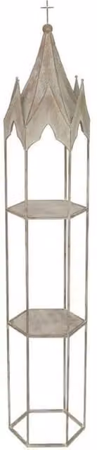 Ascalon Design Ltd Gothic Obelisk Wall Mounted Metal Shelves, Set of 2, Grey Rust
