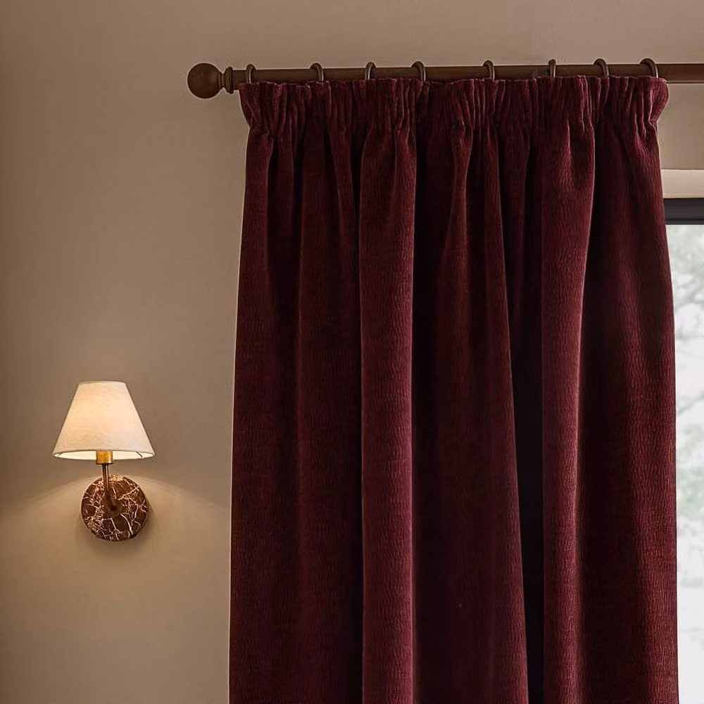 Yard Heath Washed Velvet Pencil Pleat Curtain Pair in Red, Width: 168 cm, Drop: 183 cm – 3