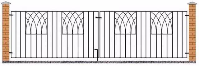 Burbage Iron Craft Abbey Modern Double Driveway Swing Gate in Black, W: 326.4 cm, H: 81.2 cm
