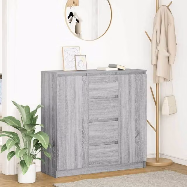 Berkfield Home Sideboard with Drawers in Grey Sonoma, W/D/H: 100.5 x 35 x 98.5 cm – 1