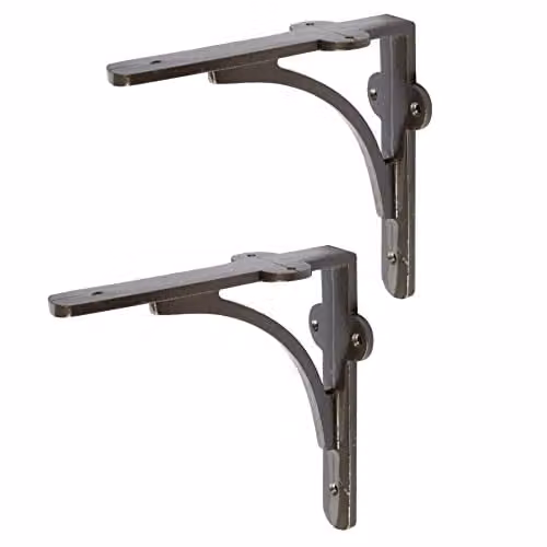 Hammer and Tongs Curved Iron Shelf Bracket, Raw Black, Pack of 2, Diameter: 150 mm – 1