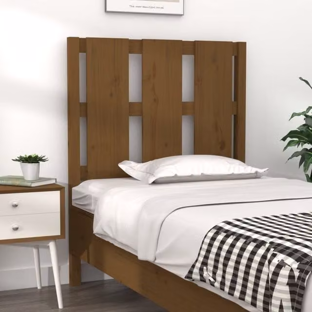 Berkfield Home Rustic Solid Pine Wood Bed Headboard, Honey Brown, W: 80.5 cm, D: 4 cm, H: 100 cm