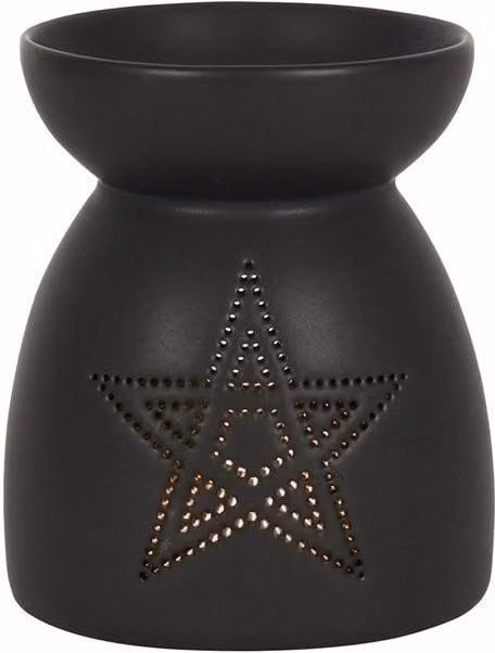 KDMD Black Ceramic Pentagram Cut Out Tealight Oil Burner
