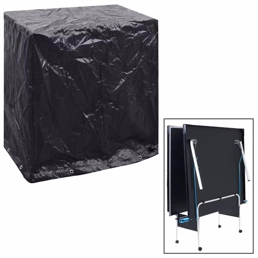 Berkfield Home 2-Piece Black Table Tennis Table Covers, W/D/H: 160 x 55 x 182 cm – 4