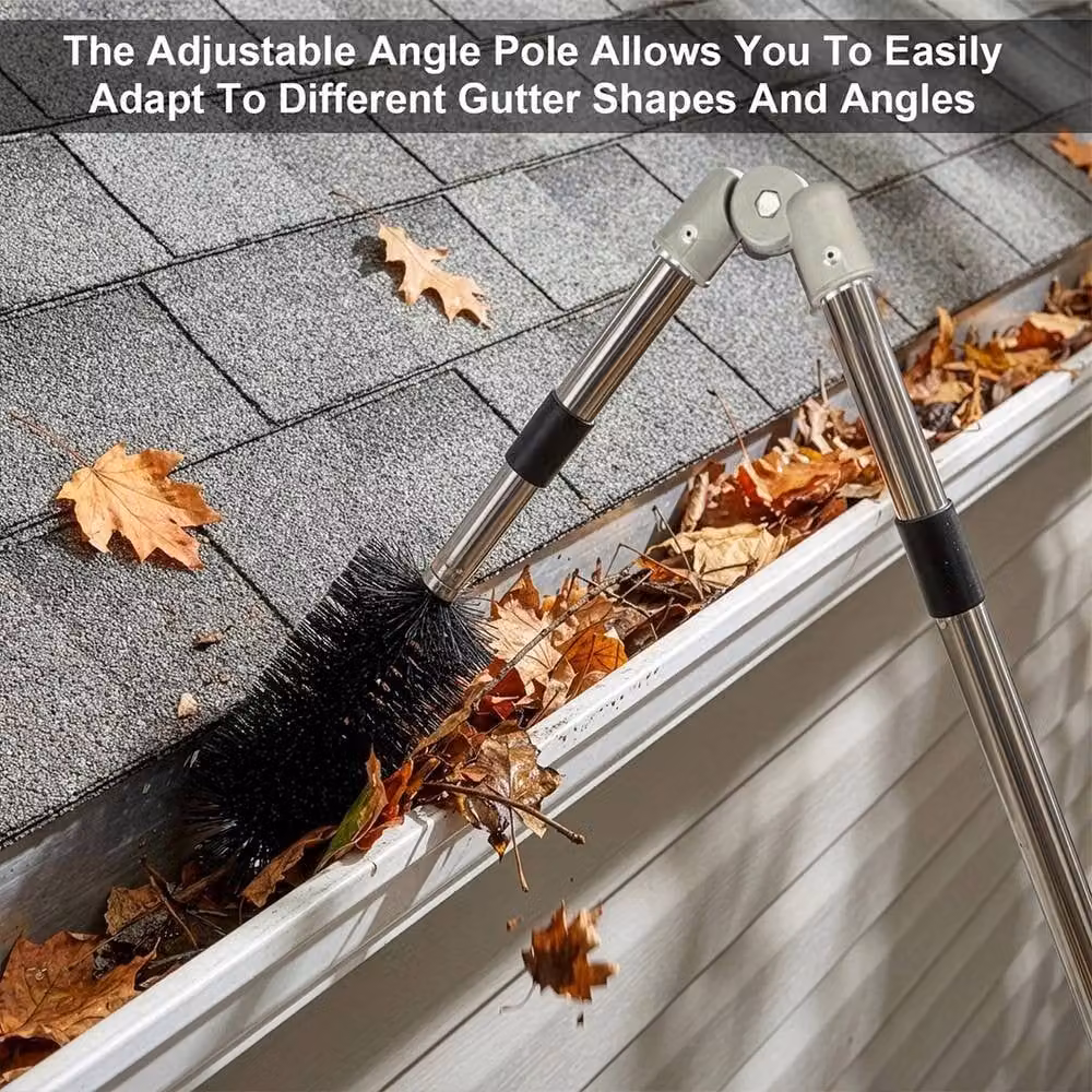 Ventryn 12-Piece Black Telescopic Roof Gutter Cleaning Tool Kit with Stainless Steel Brush – 3
