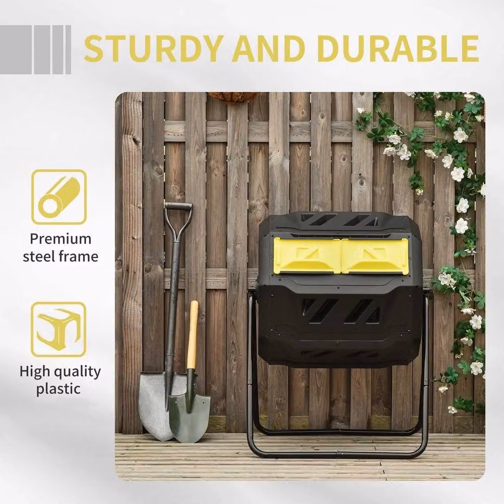 NESTLUNE 160L Outdoor Tumbling Compost Bin in Black, W/D/H: 100 x 60 x 120 cm – 3