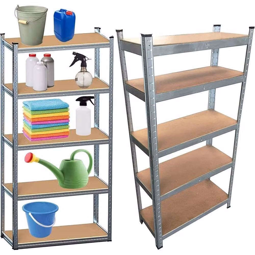 FORGEVIO Heavy Duty 5 Tier Boltless Garage Shelving Storage Unit in Silver – 2