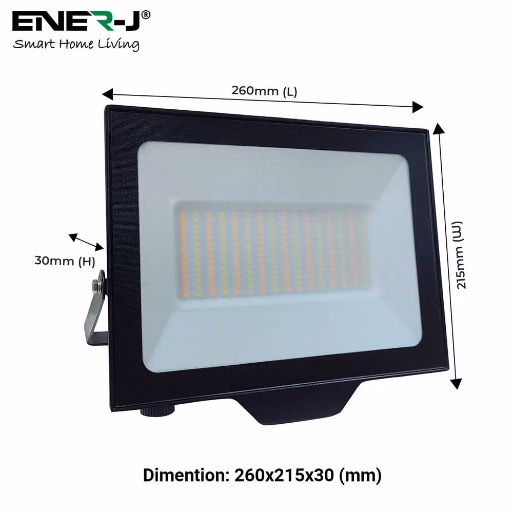 ENER-J 100W LED Floodlight, CCT Switchable, 9000 Lumens, IP65 Waterproof, Black – 3
