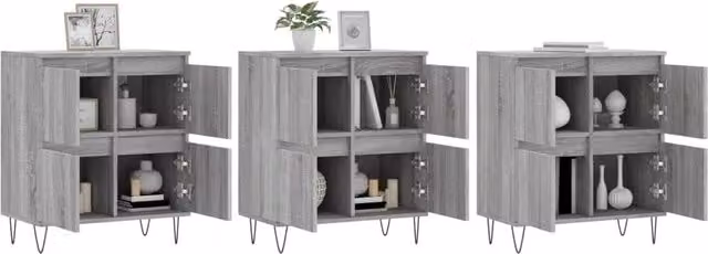 Berkfield Home 3-Piece Sideboard Set in Grey Sonoma Engineered Wood, W/D/H: 180 x 35 x 70 cm – 1