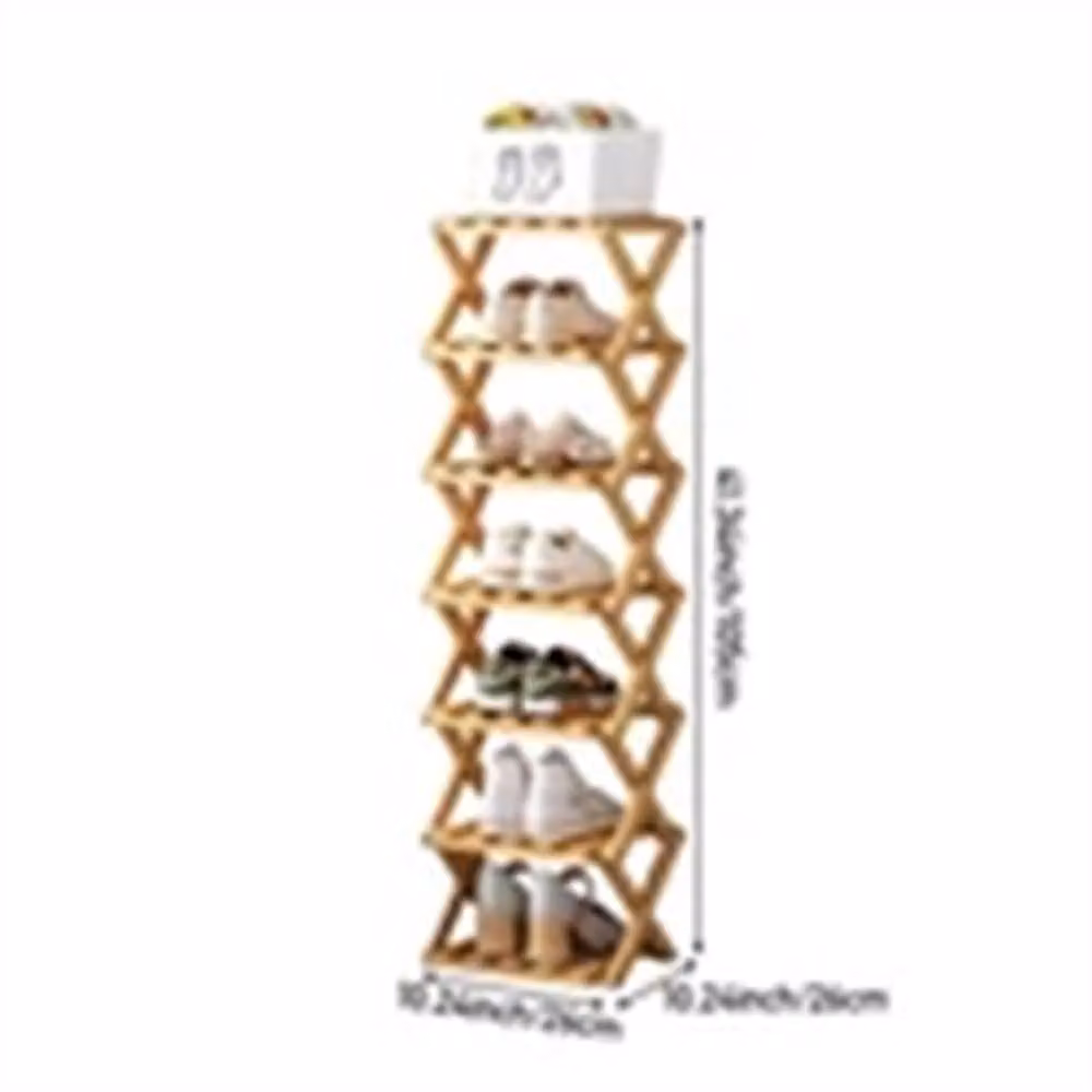 Nordara Brown Bamboo Folding Shoe Storage Rack, W/D/H: 50 x 50 x 50 cm – 2