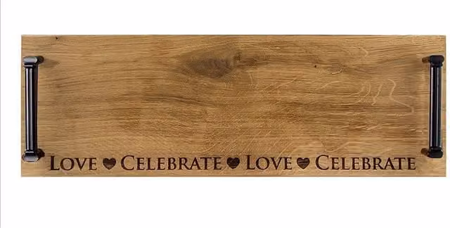 Selbrae House Light Brown Oak Rectangular Tray with Black Steel Handles – 1