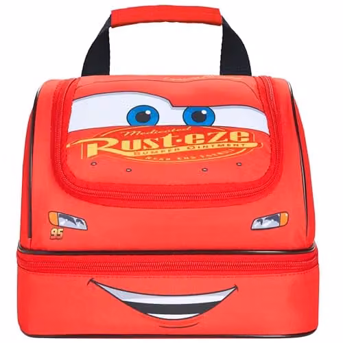 Disney Cars Insulated Kids Lunch Bag with Dual Compartments in Red
