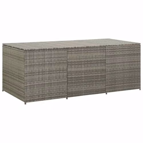vidaXL Grey Poly Rattan Garden Storage Box with Gas Lift Mechanism, W/D/H: 180 x 70 x 70 cm – 1