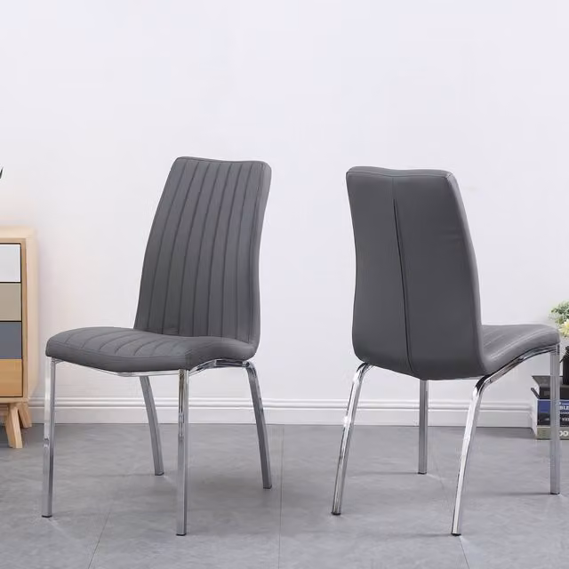 Modernique Susana Grey Faux Leather Dining Chairs, Set of 4