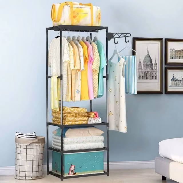 VOGREX Heavy Duty Metal Clothes Rail in Matt Black