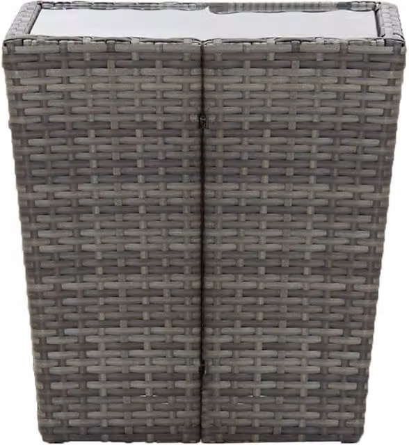 Berkfield Home Grey Poly Rattan Tea Table with Tempered Glass W/D/H: 41.5 x 41.5 x 43 cm – 1