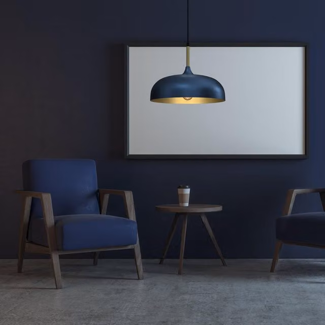 Milagro Lincoln Blue and Gold Metal Pendant Lamp, Diameter: 35 cm – 1