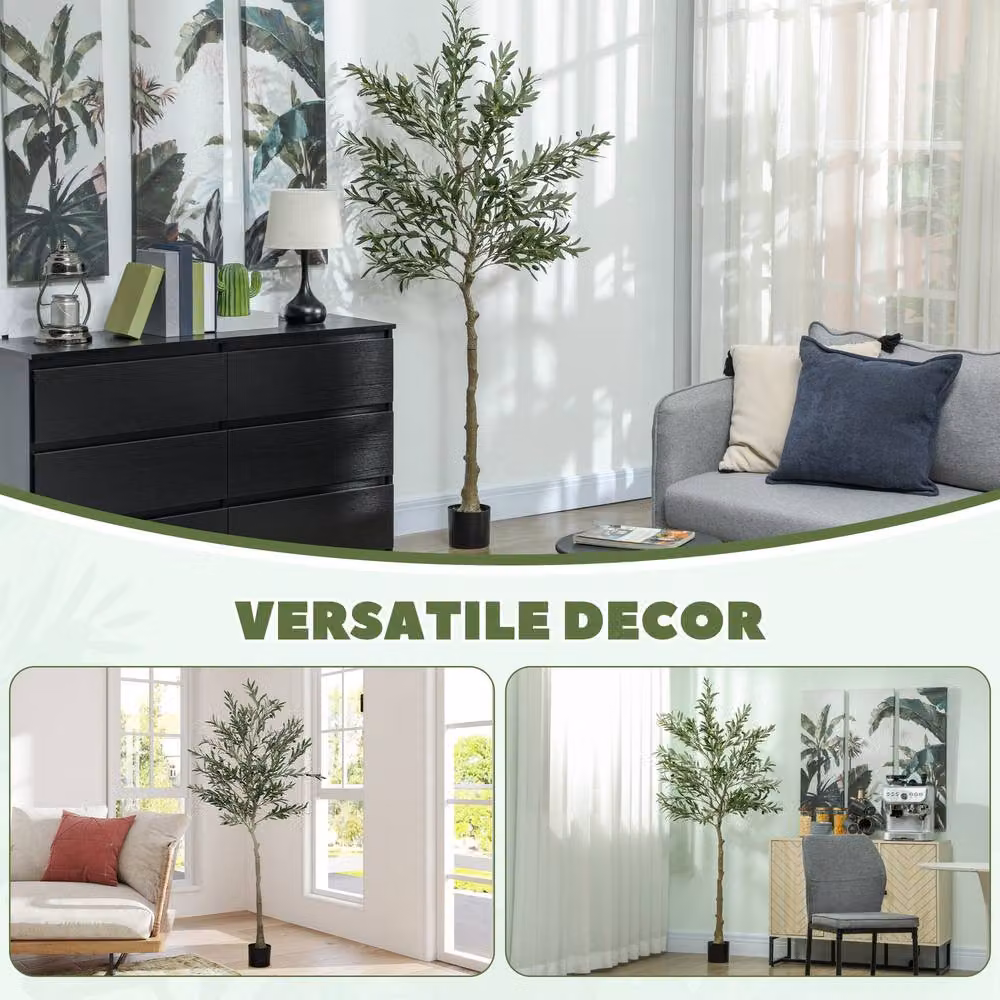 STILVORA Artificial Green Olive Tree with Pot, Height: 180 cm – 5