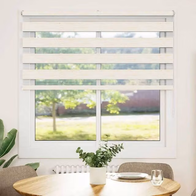 Berkfield Home Zebra Day and Night Blind in Marble Beige Polyester, W: 145 cm, H: 150 cm