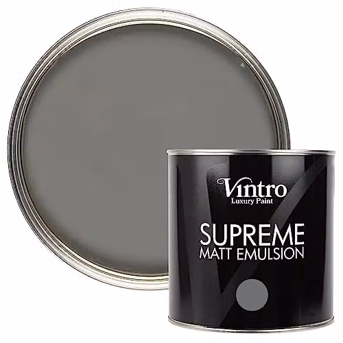 Vintro Luxury Matt Emulsion Multi Surface Paint in Grey Cloudburst, 2.5L – 1