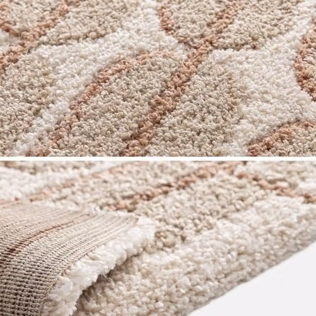 sweeek Indoor Abstract Graphic Pattern Rug in Beige and Pink, W: 120 cm, L: 170 cm