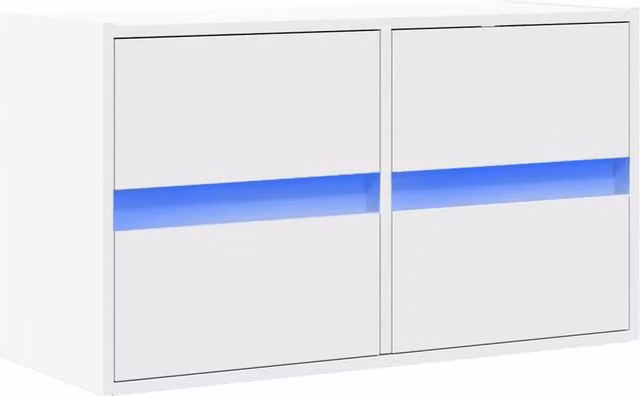 Berkfield Home TV Wall Cabinet with LED Lights in White, W/D/H: 80 x 31 x 45 cm – 1