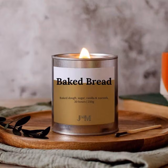 JAAM Baked Bread Wood Wick Tabletop Candle in Silver – 1