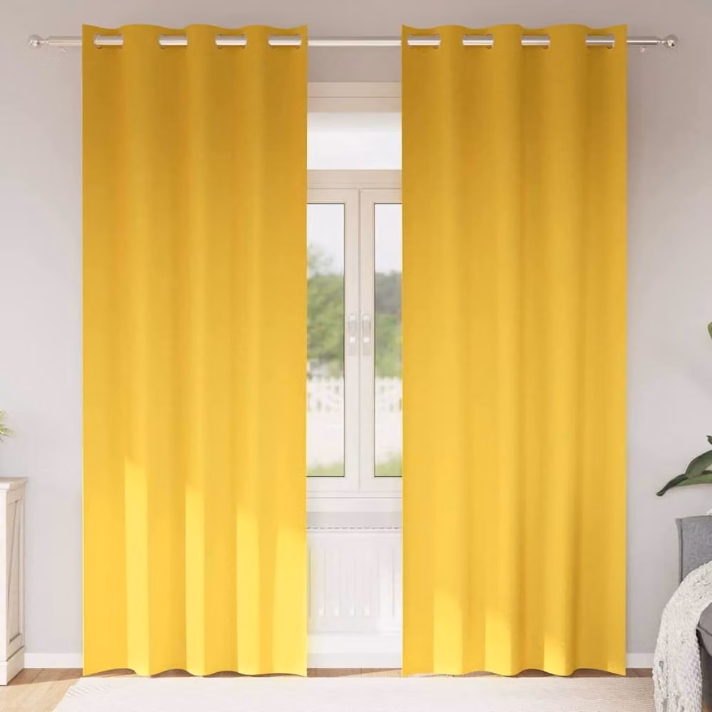 Berkfield Home Modern Opaque Eyelet Curtains, 2 Pack, Yellow, W/H: 140 x 260 cm