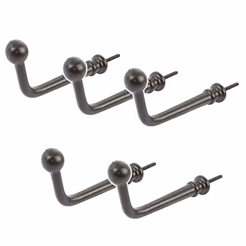 Hammer and Tongs Matt Black Powder-Coated Iron Flat Top Screw Hooks, W20mm x H60mm, Pack of 5 – 2