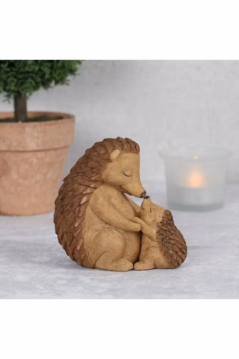 KDMD Happy Hoglet Mother and Baby Hedgehog Ornament in Brown, W/D/H: 8.5 x 9.0 x 9.0 cm – 2