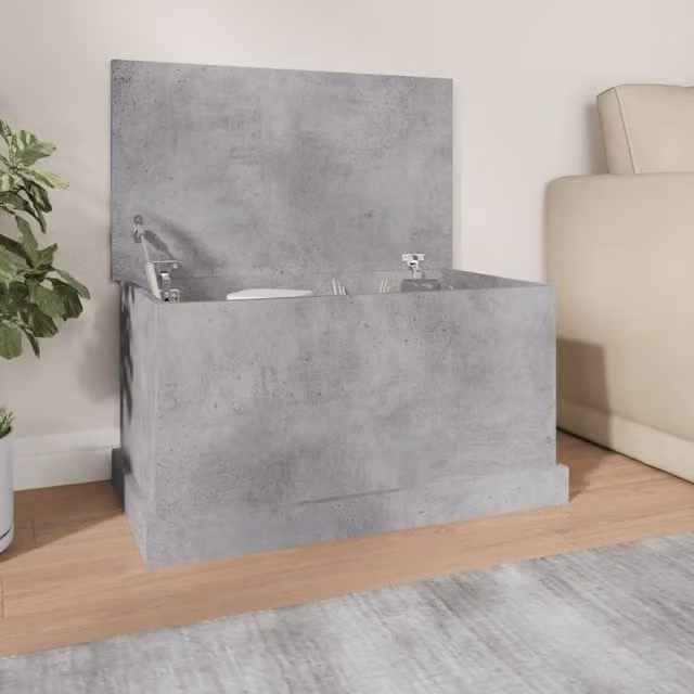 Berkfield Home Storage Box in Concrete Grey, Engineered Wood, W/D/H: 70 x 40 x 38 cm