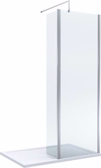 Balterley 8mm Glass Walk-In Wetroom Screen and Return with Tray, Silver, W: 1200 cm, D: 700 cm, H: 195 cm – 1