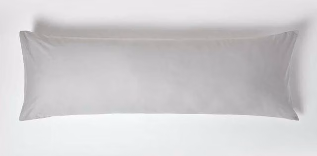 Homescapes Silver Grey Egyptian Cotton Body Pillowcase, 200 TC Percale