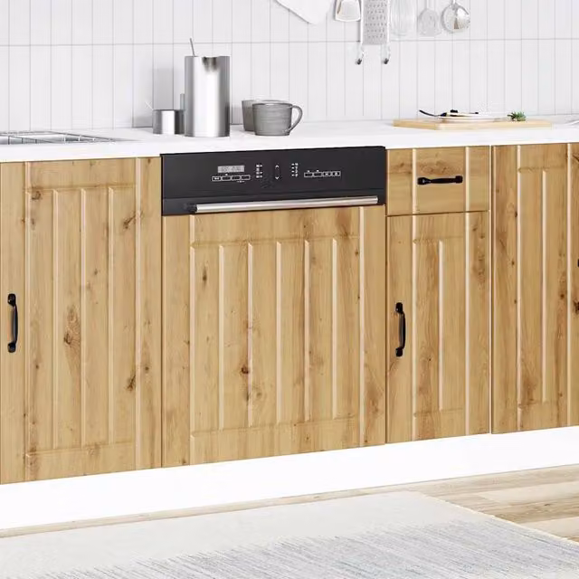 Berkfield Home Lucca Artisan Oak Decorative Dishwasher Panel in Brown