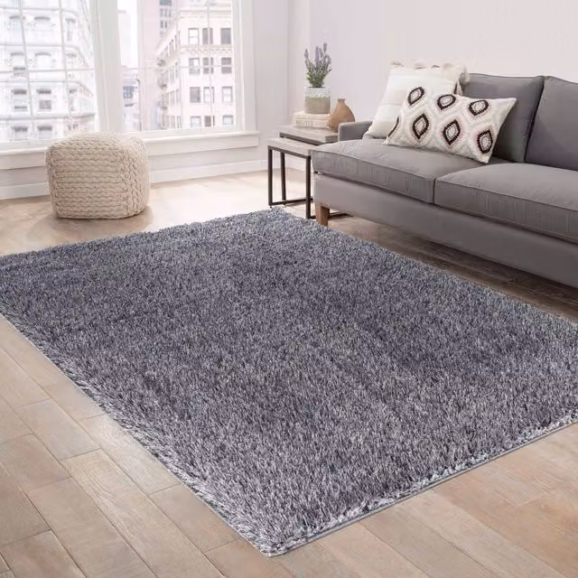 Desire Rugs Modern Plain Grey Shaggy Rectangular Area Rug, W: 80 cm, L: 150 cm
