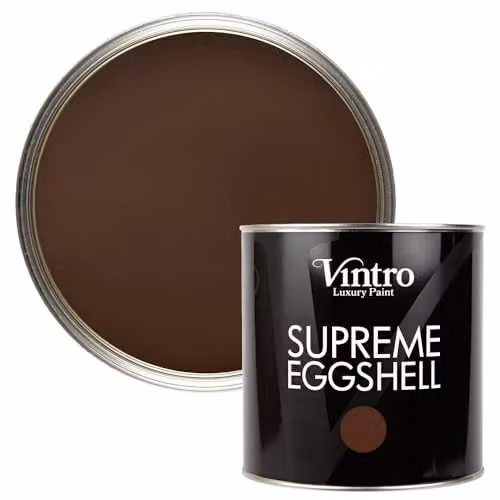 Vintro Water-Based Eggshell and Satin Paint for Interior and Exterior Walls, Wood, Trim and Furniture, Dark Brown Ribwort, 2.5 Litres