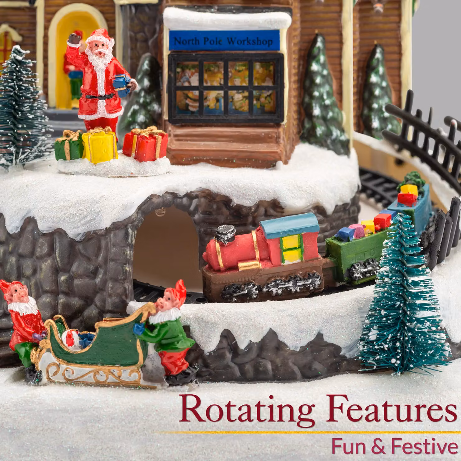 Christow Christmas Village Santa Workshop Tabletop Decoration with Multicolour LED Lights – 4