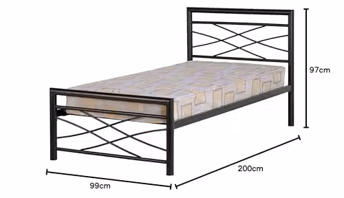 Seconique Kelly Metal Bed in Black, W/D/H: 90 x 190 cm – 2