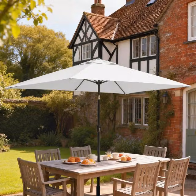Outsunny White Garden Parasol Umbrella with Tilt Function
