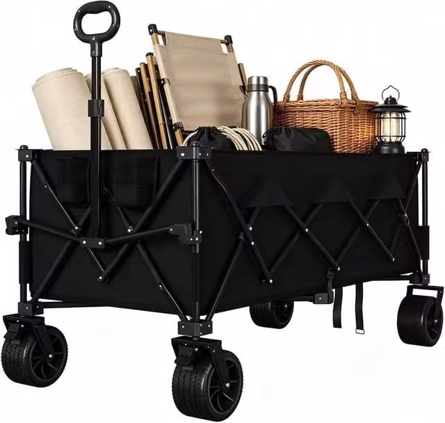 Havendro Foldable Collapsible Garden Pull Trolley Wagon in Black – 1