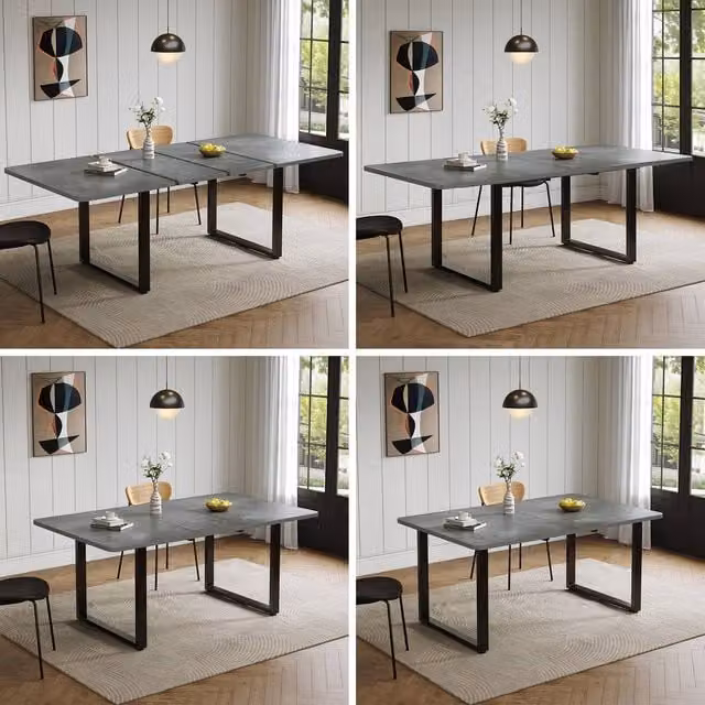 BTM Grey Extendable Rectangular Dining Table, 6-10 Seater