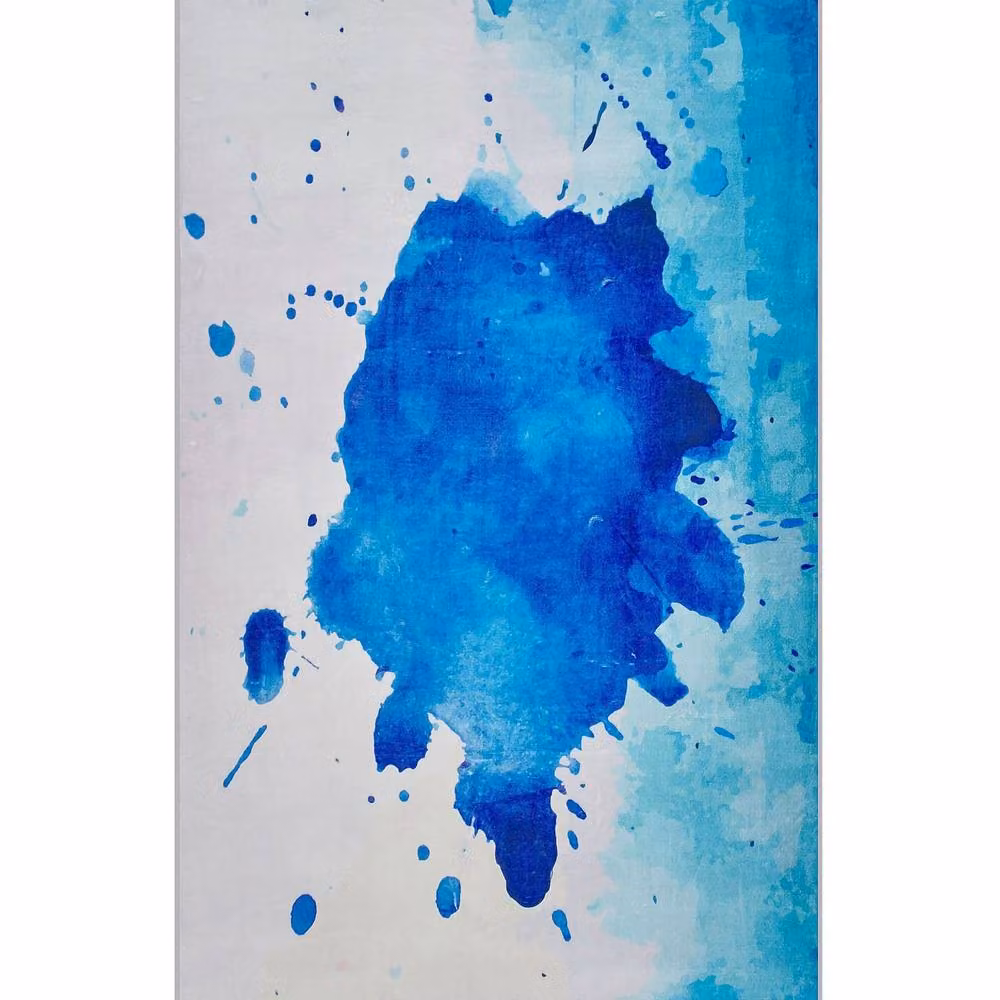 Wyld and Coco Abstract Paint-Splatter Area Rug, Multicolour Blue, W: 80 cm, L: 150 cm – 2