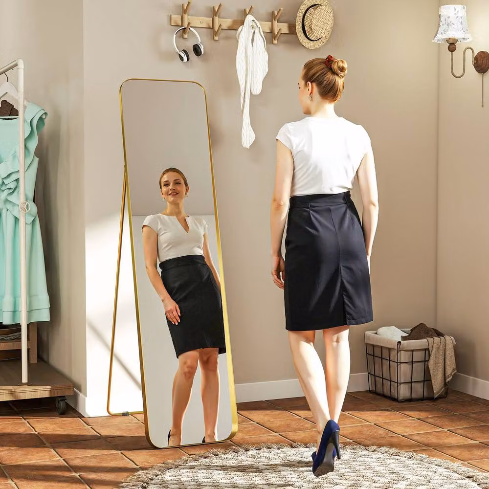 STILVORA Full Length Free Standing Rectangular Mirror in Gold, H 160 cm x W 40 cm – 2