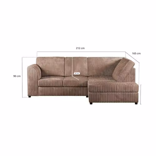 SofaSelectionUk Ltd Luxurious Jumbo Cord High Back 4-Seater Right Hand Facing Corner Sofa in Beige Fabric – 3